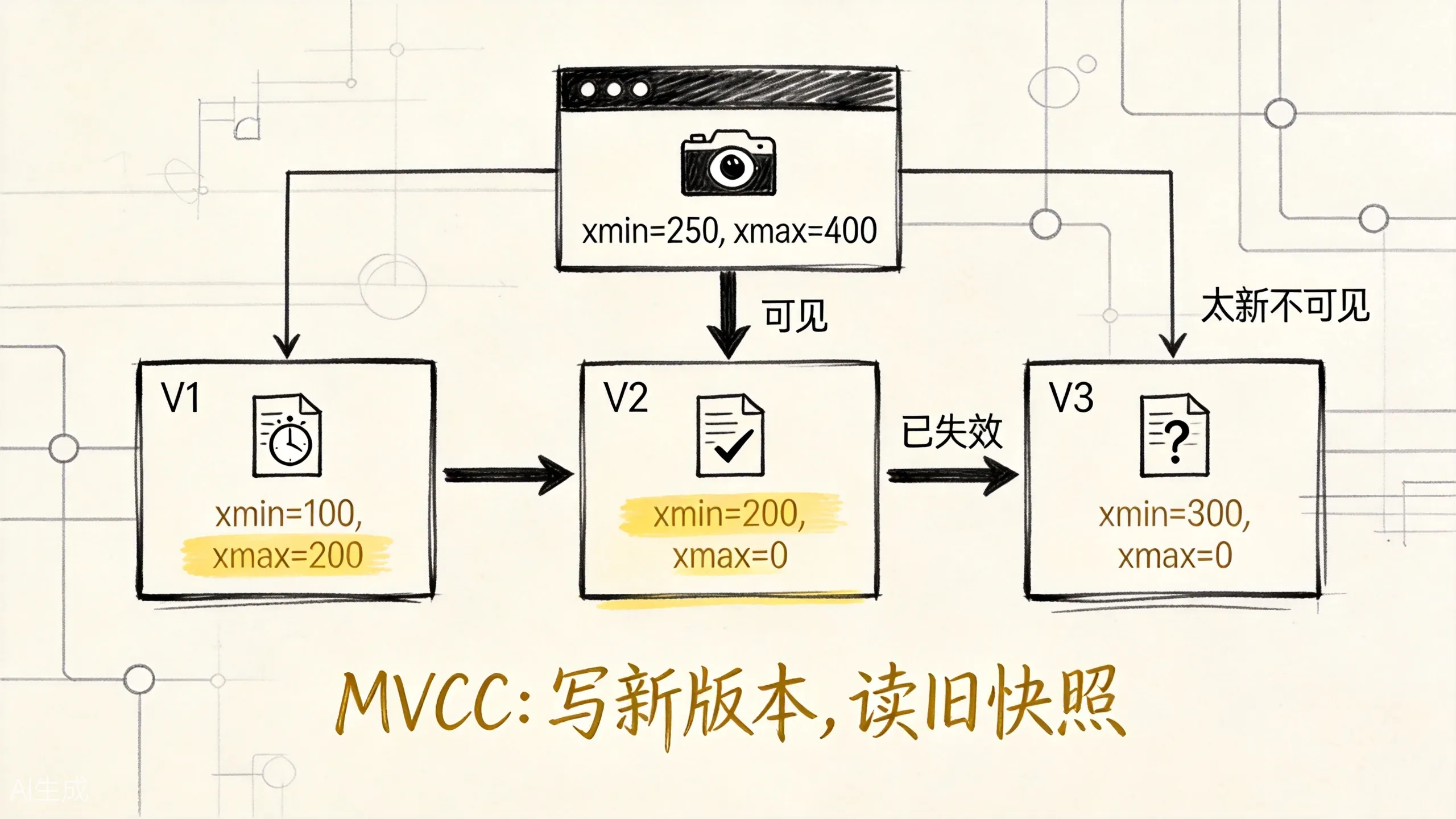 PostgreSQL MVCC 版本链与快照可见性判断