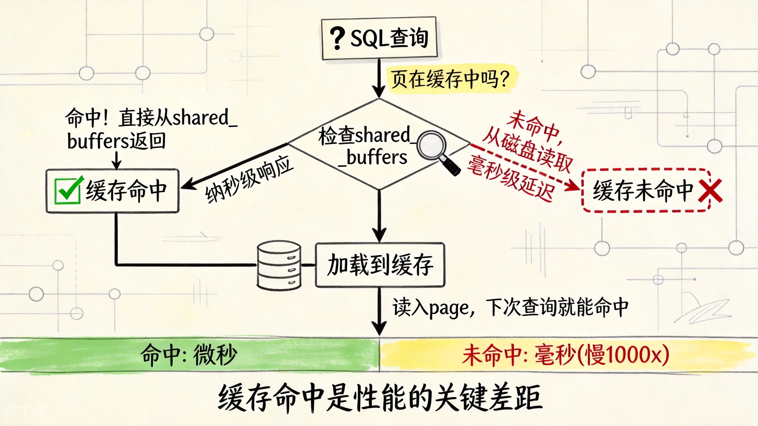 PostgreSQL 缓存命中 vs 未命中的路径对比