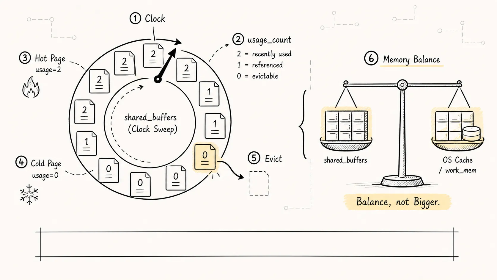 PostgreSQL Clock Sweep 淘汰与内存平衡