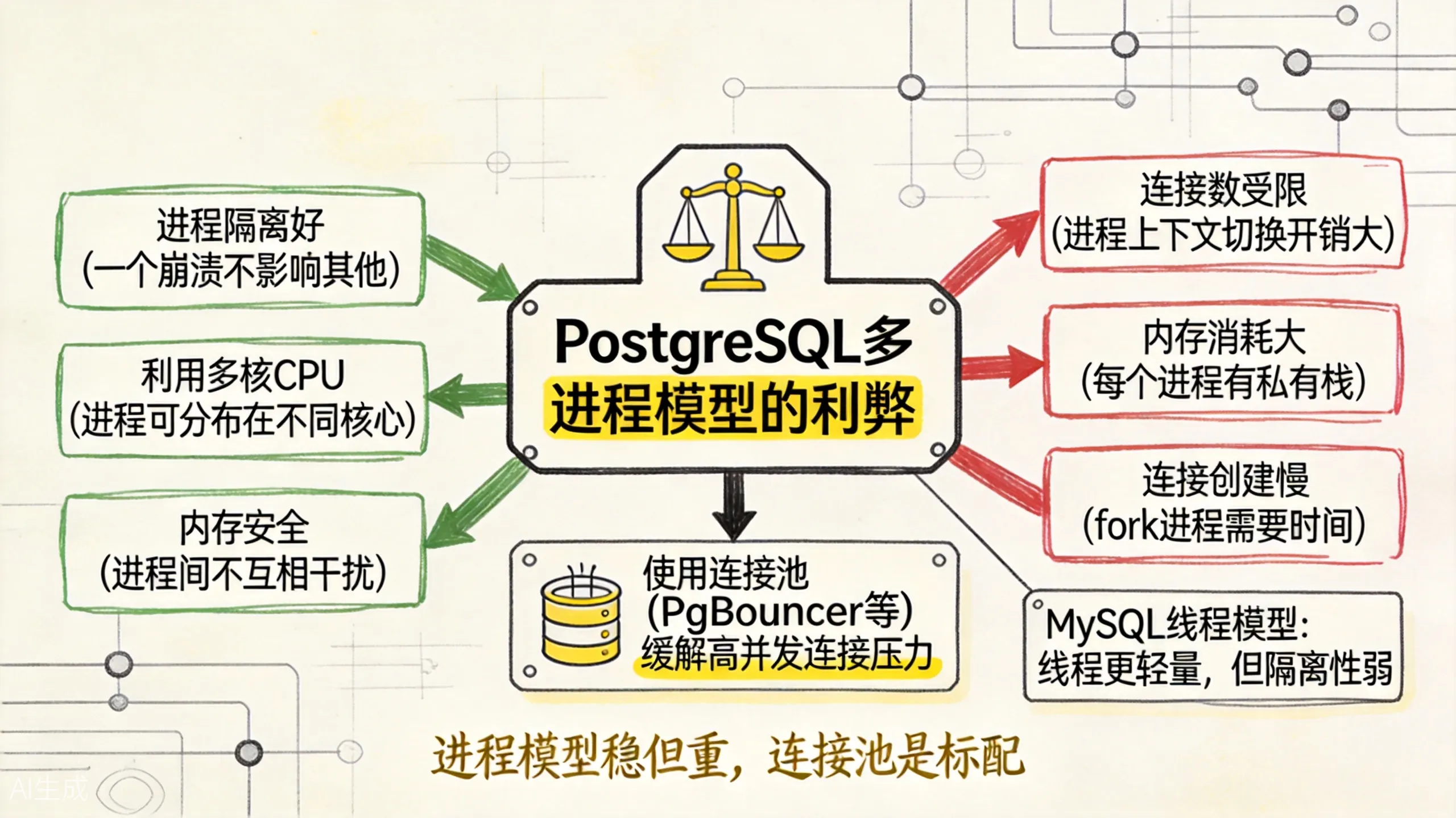 PostgreSQL 多进程模型的优缺点和适用场景